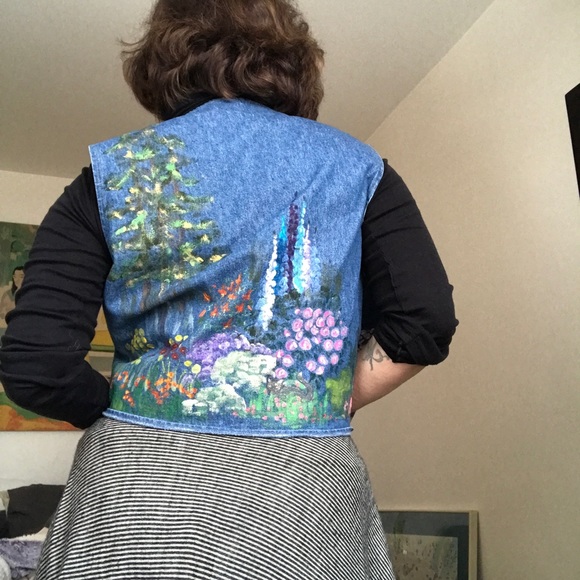 Vintage Hand Painted Jean Vest - Picture 6 of 12